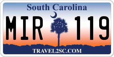 SC license plate MIR119