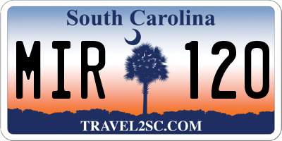 SC license plate MIR120
