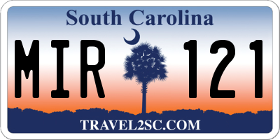 SC license plate MIR121