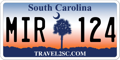 SC license plate MIR124