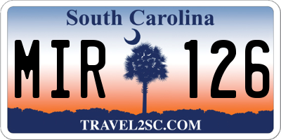 SC license plate MIR126