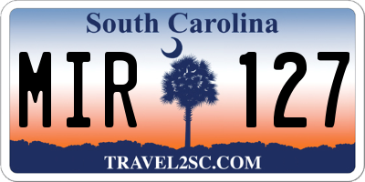 SC license plate MIR127