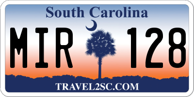 SC license plate MIR128