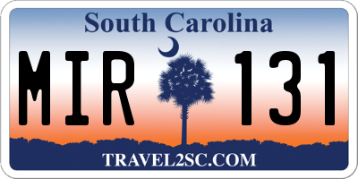 SC license plate MIR131