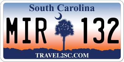 SC license plate MIR132