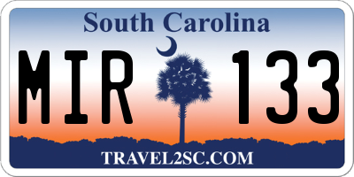 SC license plate MIR133