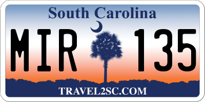 SC license plate MIR135