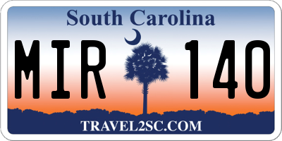 SC license plate MIR140