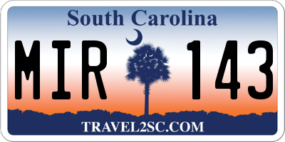 SC license plate MIR143
