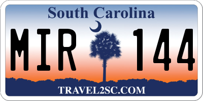 SC license plate MIR144
