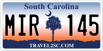 SC license plate MIR145