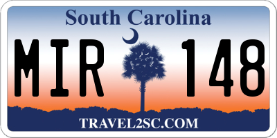 SC license plate MIR148