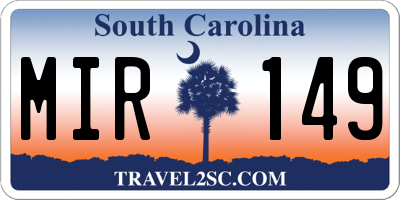 SC license plate MIR149