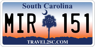 SC license plate MIR151
