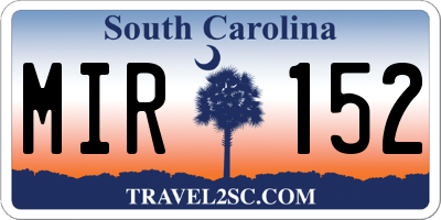 SC license plate MIR152