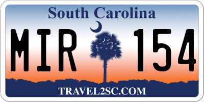 SC license plate MIR154