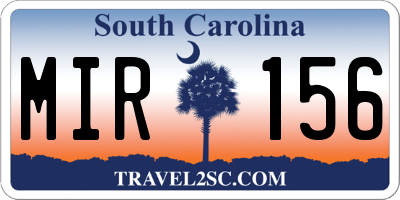 SC license plate MIR156