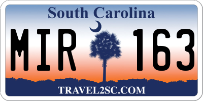 SC license plate MIR163