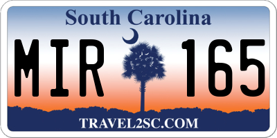 SC license plate MIR165