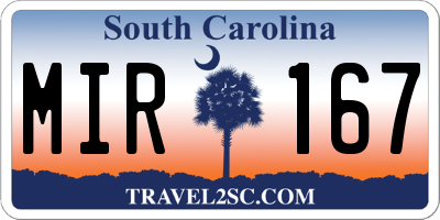 SC license plate MIR167