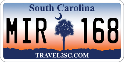 SC license plate MIR168