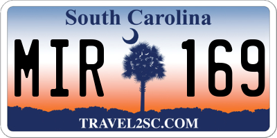 SC license plate MIR169