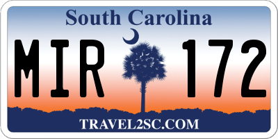 SC license plate MIR172