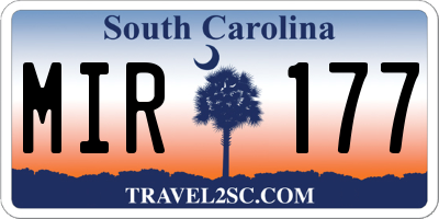SC license plate MIR177