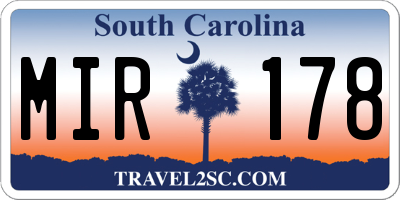 SC license plate MIR178