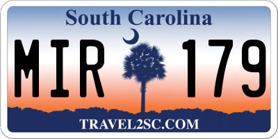 SC license plate MIR179