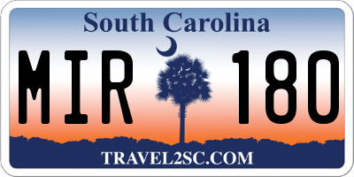 SC license plate MIR180