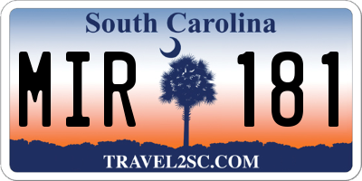SC license plate MIR181