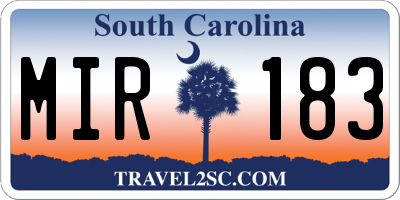 SC license plate MIR183