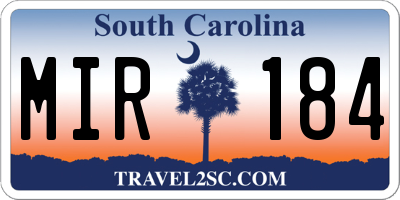 SC license plate MIR184