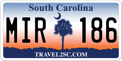 SC license plate MIR186