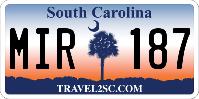 SC license plate MIR187