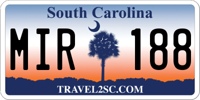 SC license plate MIR188