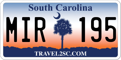 SC license plate MIR195