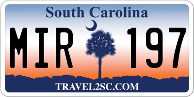 SC license plate MIR197