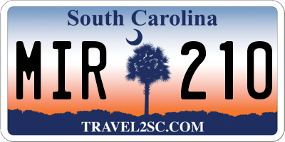 SC license plate MIR210