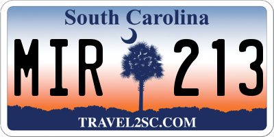 SC license plate MIR213