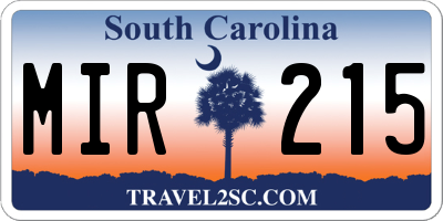 SC license plate MIR215