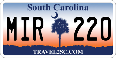 SC license plate MIR220