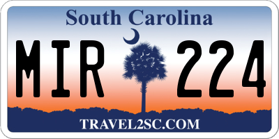 SC license plate MIR224