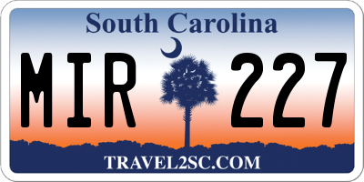 SC license plate MIR227