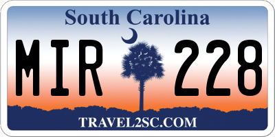 SC license plate MIR228