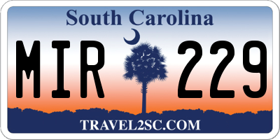 SC license plate MIR229
