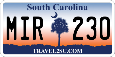 SC license plate MIR230