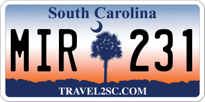 SC license plate MIR231