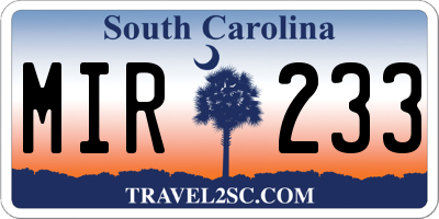 SC license plate MIR233